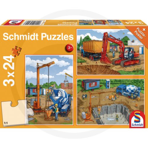 Schmidt Puzzle 3 x 24 Teile Auf der Baustelle