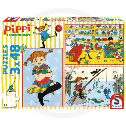 Schmidt Puzzle 3x48 Teile Pippi Langstrumpf Welt