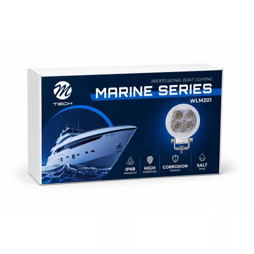 M-TECH munkalámpa tengerre 30W 3x10W LED 4.0" 12/24V IP68 reflektorral