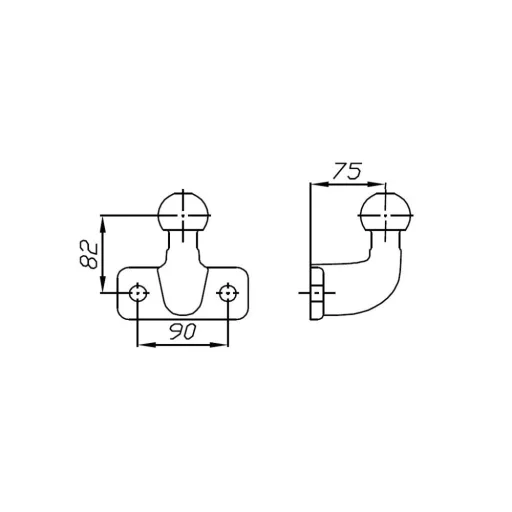 Vonógömb talpas 2 x M16 mm, furattávolság 90 mm, AutoHak