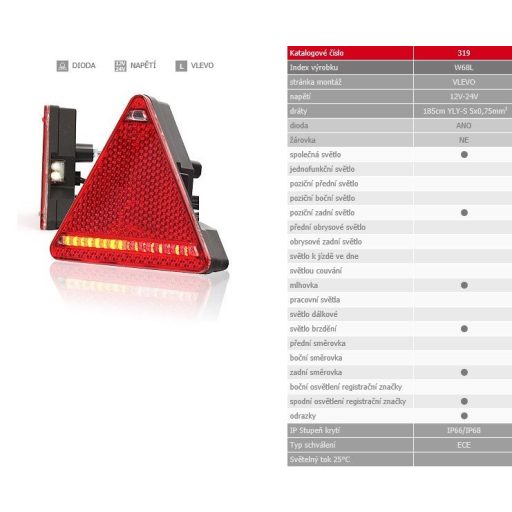 Egyesített lámpa W68L (319) LED ködlámpa + oldalsó rendszám világítás