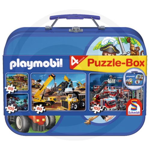 Schmidt Puzzle-doboz fémtáskában, PLAYMOBIL