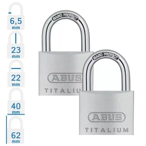 Abus 727/40 Twins Titalium lakat 3K