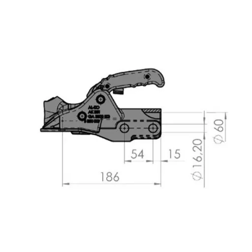 Kapcsolófej AK 351 + Soft Dock, 3500 kg / 60 mm, csavarokkal, AL-KO