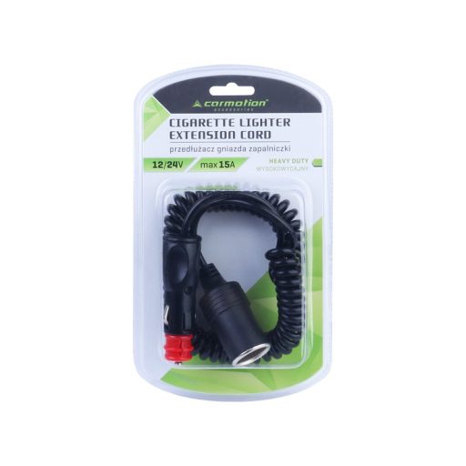 Szivargyújtó hosszabbító 300 cm, spirálkábel, EURO / DIN dugó, Carmotion