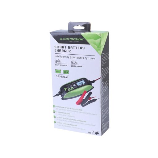 Akkumulátor töltő mikroprocesszorral 12/6 V, 2/4 A, 1,2-120 Ah, Carmotion