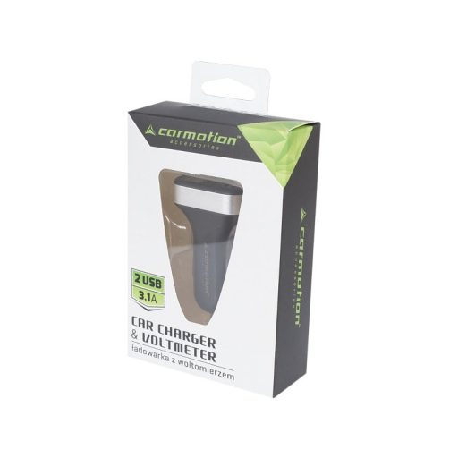 Szivargyújtó dugó voltméterrel, 2 x USB 2.1 A, Carmotion