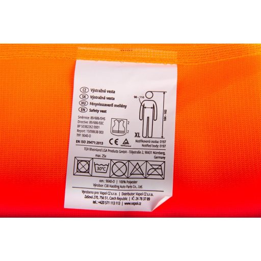 Láthatósági mellény NARANCS, fényvisszaverő, EN ISO 20471:2013