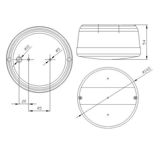 Egyesített lámpa MD-16 LED kör alakú, 3-részes, vékonyított