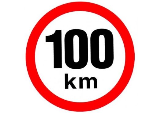 Sebesség matrica 100 km, fényvisszaverő, átmérő 150 mm