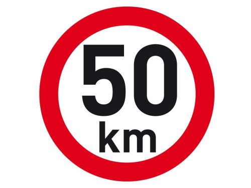 Sebesség matrica 50 km, fényvisszaverő, átmérő 200 mm