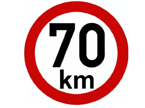 Sebesség matrica 70 km, fényvisszaverő, átmérő 200 mm