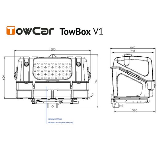 TowCar TowBox V1 szürke, vonóhoroghoz