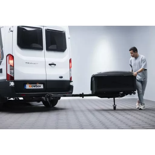 Vonóhorog szállítódoboz TowBox V5 Swing L, fekete