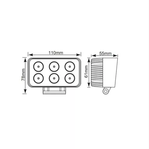Munkalámpa LED, 110x61x55 mm, 6xLED,1200 lm