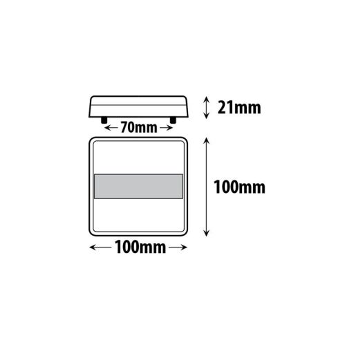 Egyesített lámpa LED, rendszám világítás nélkül, 100 x 100 x 21 mm