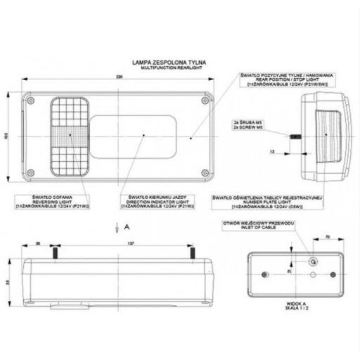 Egyesített hátsó lámpa (izzós), jobb L2402