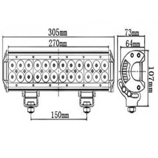 Fényhíd - LED rámpa, 72 W, 7200 lm, 305x107x64 mm