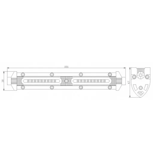 Fényhíd - LED rámpa, 27 W, 1200 lm, 186x30x47 mm