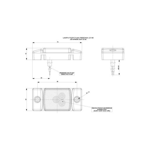 HORPOL LED marker light - HOR40 LD140 fehér 12/24V ECE - WMLHOR140