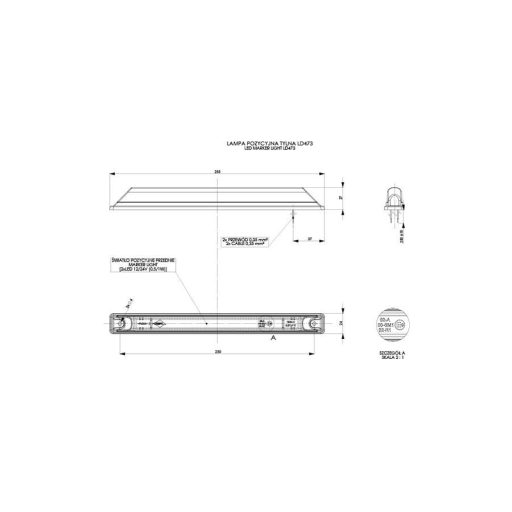HORPOL LED position light - HOR49 LD473 piros long 12/24V ECE - WMLHOR473