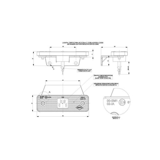 HORPOL LED marker light - HOR55 LD500 narancs with reflector 12/24V ECE - WMLHOR500