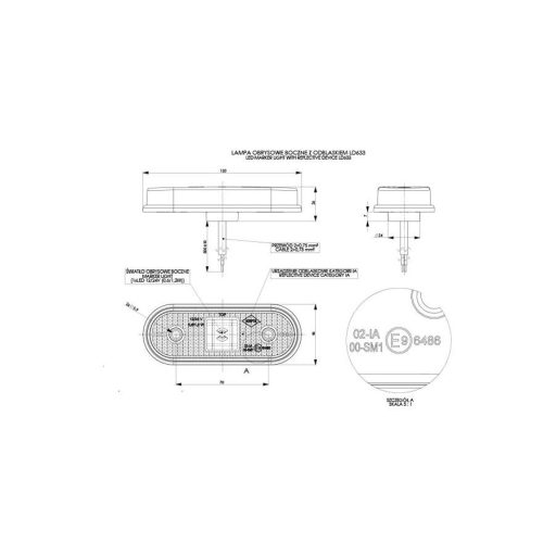 HORPOL LED marker light - HOR61 LD633 narancs with reflector 12/24V ECE - WMLHOR633