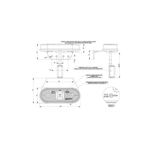 HORPOL LED marker light - HOR61 LD650 narancs with reflector, hanging 12/24V ECE - WMLHOR650