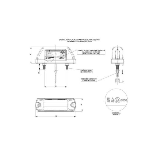 HORPOL LED marker light - HOR63 LD703 fehér-red 12/24V ECE - WMLHOR703