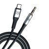 3MK AUX kábel USB-C - Jack 3,5 mm Fekete