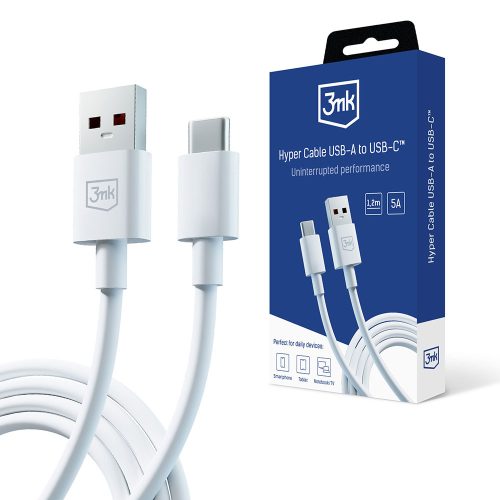 3MK HYPER KÁBEL USB-A USB-C 5A 60W 1.2M FEHÉR